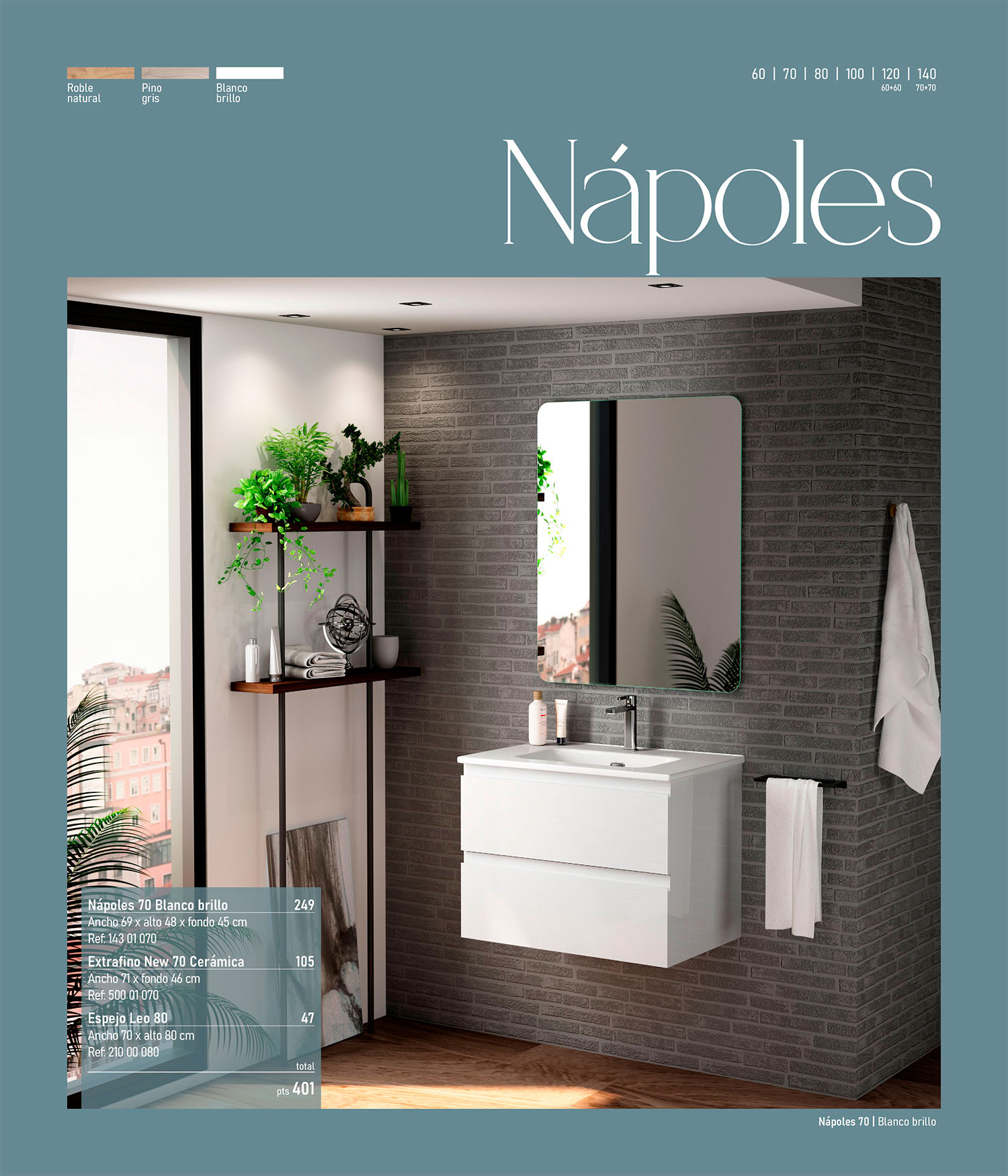 MUEBLE DE BAÑO ALPES - (Conjunto Mueble + Lavabo + Espejo + Aplique) -  Azulejos online el Chollo